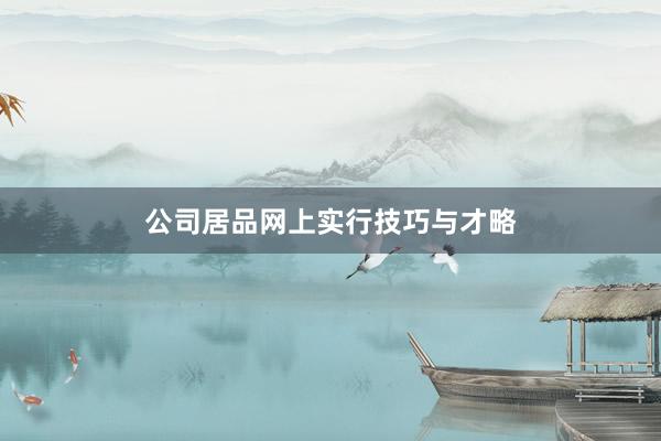 公司居品网上实行技巧与才略